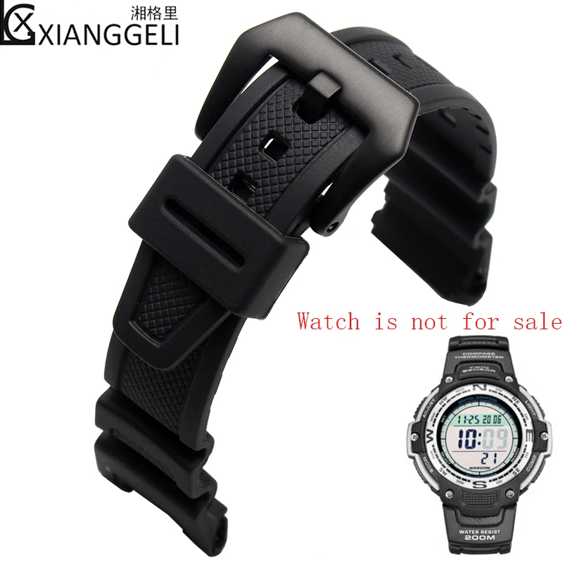 Accessori Per Orologi Per Casio Casio Sgw-100-1V Cinturino Impermeabile Per Sport All'Aria Aperta Da Uomo In Gomma Siliconica Nera