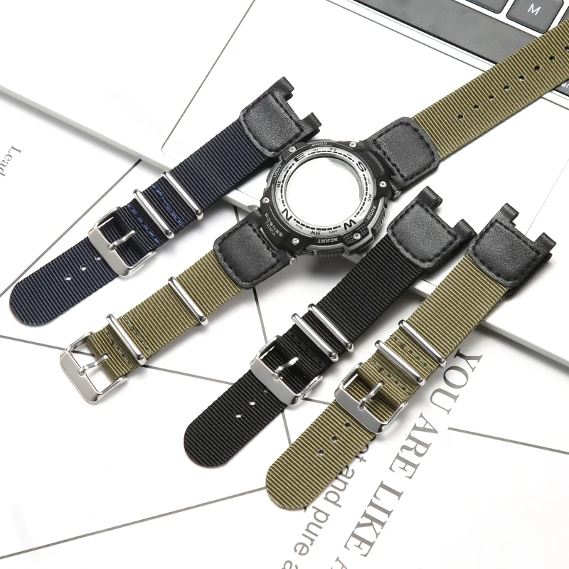 Cinturino In Nylon Da 24Mm Per Casio Sgw-100 Sgw 100 Gw 3000 3500 Pas-400B Pas410 Paw1300 Cinturino Per Orologio Sportivo Da Uomo Accessori Per Orolog