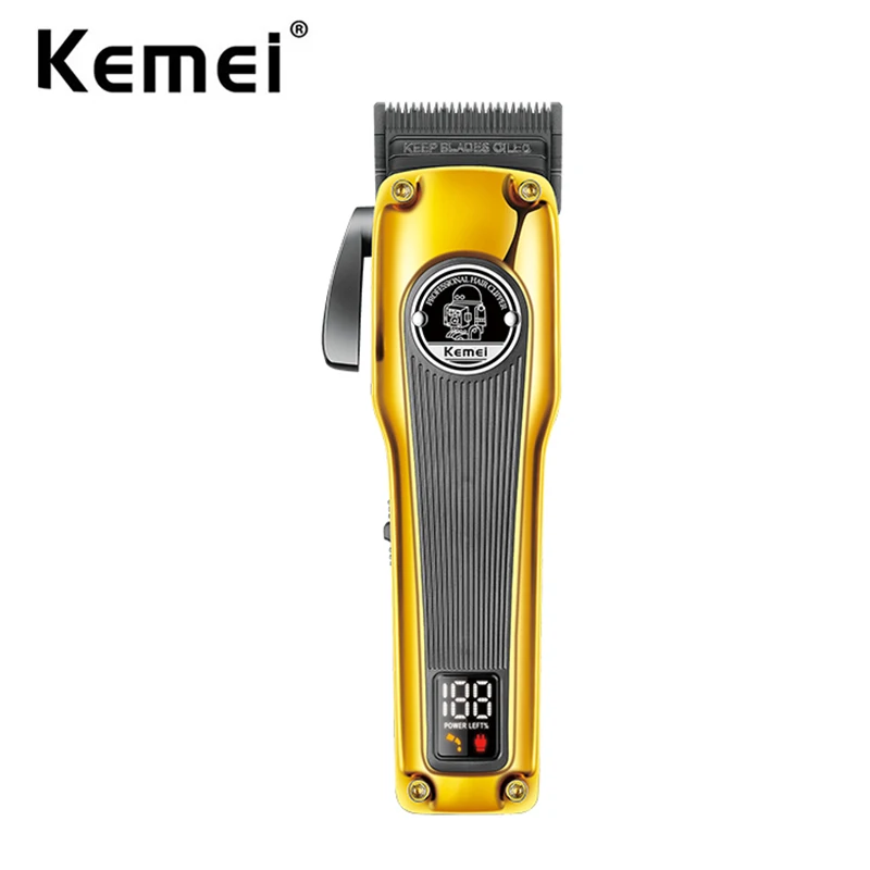 Kemei Professional Barber Hair Clipper Brushless Motor Dlc Fade Blade Hair Trimmer Cordless Electric Taper Hair Cutting Machine