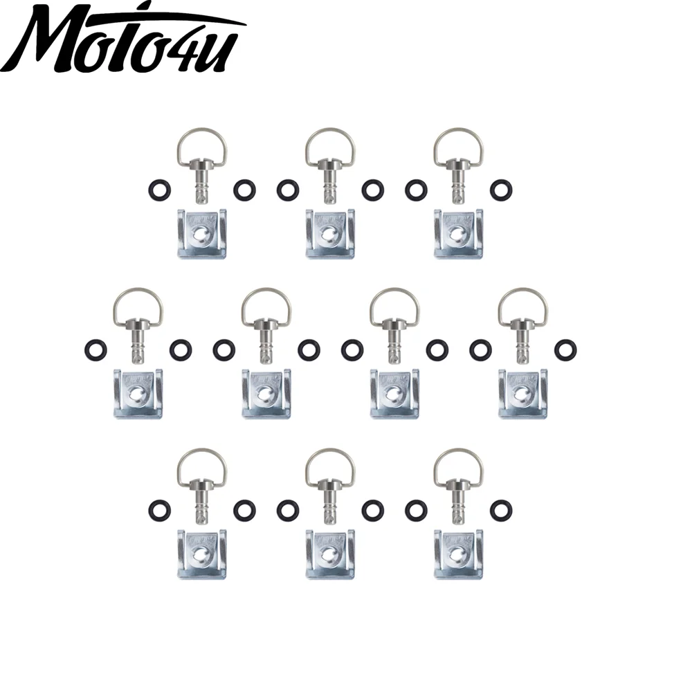 14Mm 17Mm 19Mm Carenatura Moto Elementi Di Fissaggio Sgancio Rapido D-Ring 1/4 Rivetto Girevole 10 Set Bulloni Da Corsa Viti Per Yamaha