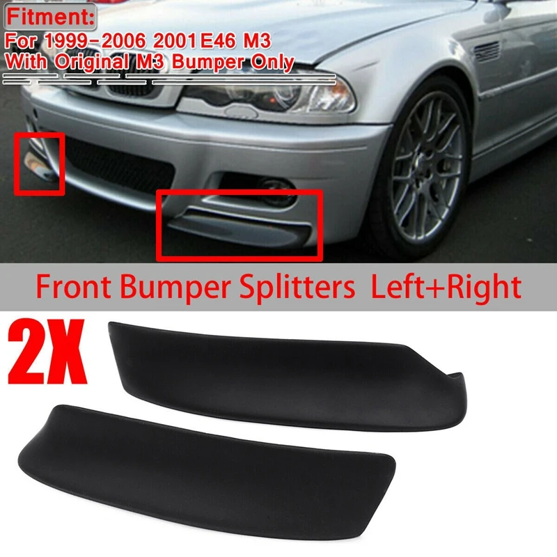Csl Style Nero Sinistro + Destro Auto Paraurti Anteriore Splitter Labbro Diffusore Spoiler Lip Per-Bmw E46 M3 1999-2006