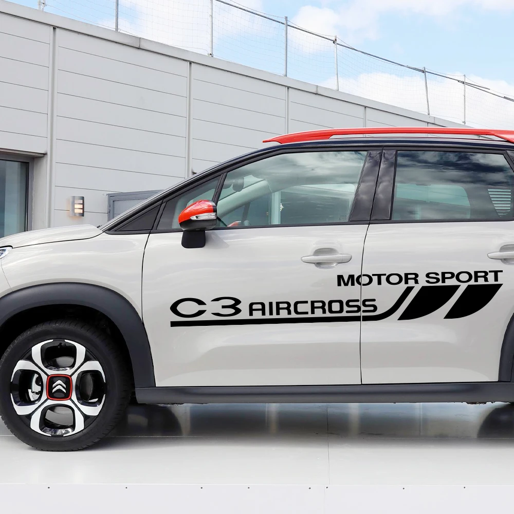 2 Pezzi Adesivi Laterali Per Portiera Dell'Auto Per Citroen C3 Aircross Motor Sport Graphics Vinyl Film Decor Decalcomanie Auto Suv Tuning Accessori