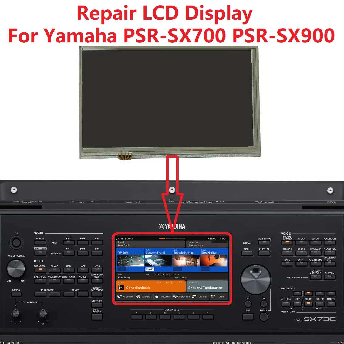 Matrice Lcd Da 7 "Pollici Per Display Yamaha Psr-Sx700 Psr-Sx900 Con Digitalizzatore Touch Panel