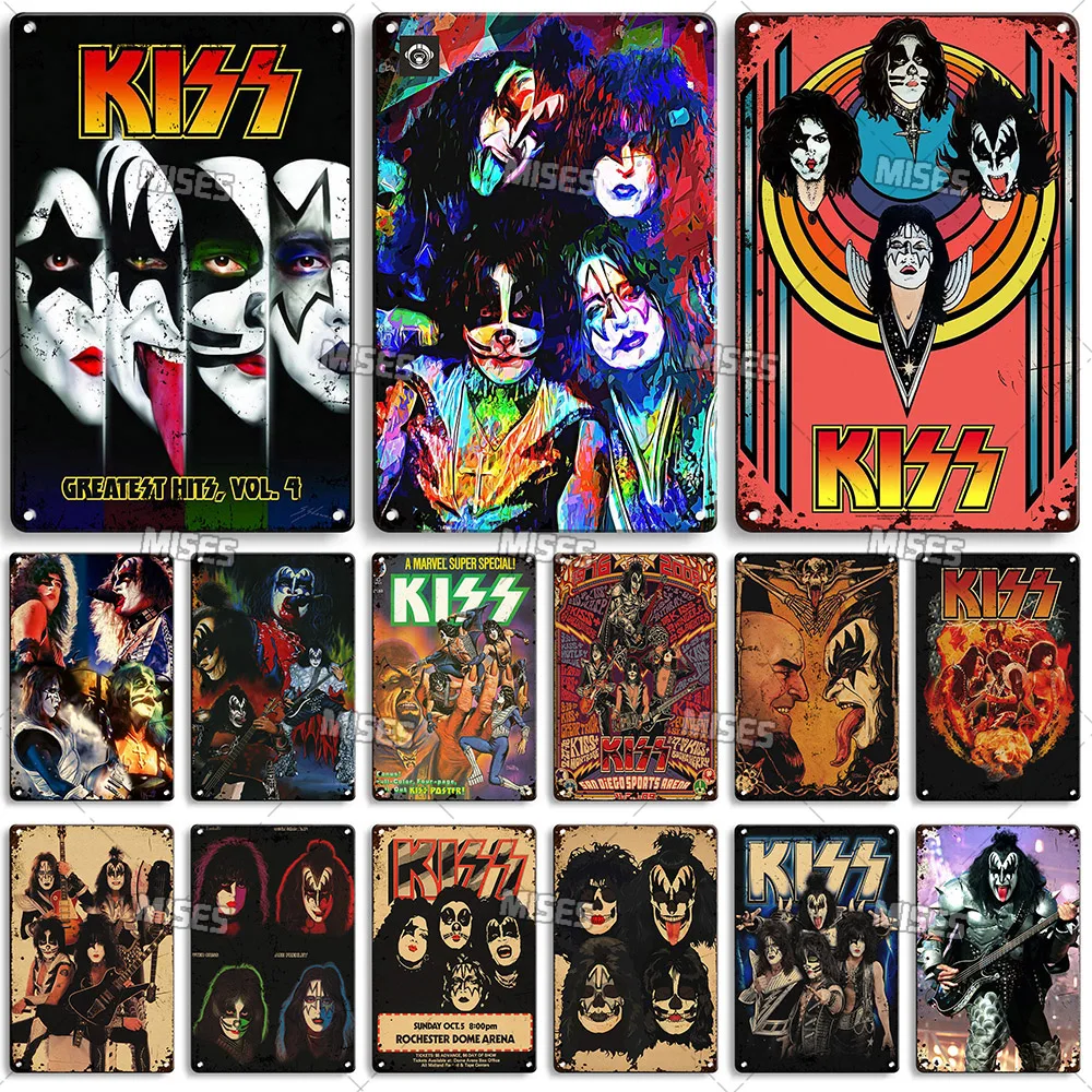 Mises Kiss Band Targa In Metallo Singer Band Metal Tin Sign Vintage Metal Poster Piastra Decorativa Bar Studio Cafe Wall Decor Sign