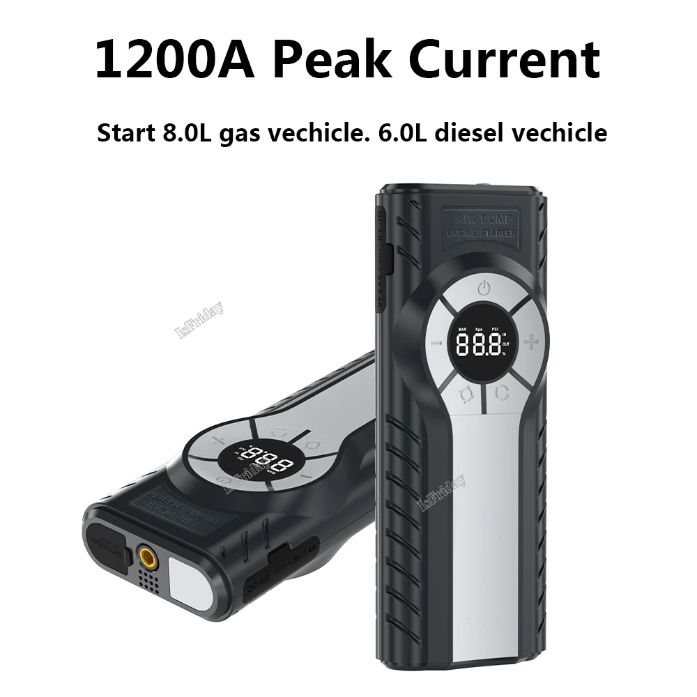 12000Mah Car Jump Starter Power Bank 1200A Dispositivo Di Avviamento Booster Batteria Di Emergenza Automatica Per 8.5 Gas/6.0L Diesel Car Booster