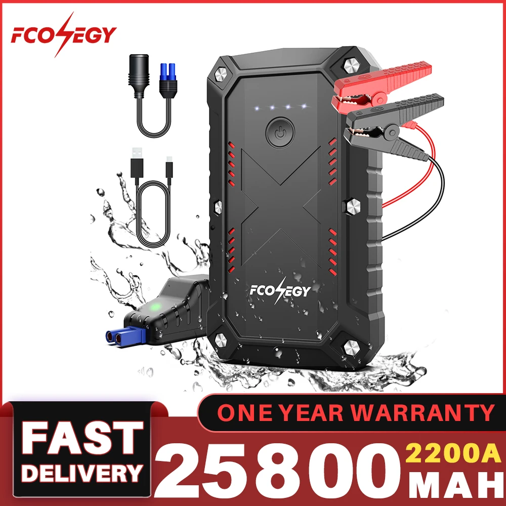 Fconegy Jump Starter 2200A Dispositivo Di Avviamento Del Ripetitore Automatico Portatile 12V Car Jump Starter Power Bank Con Dispositivo Di Avviamento