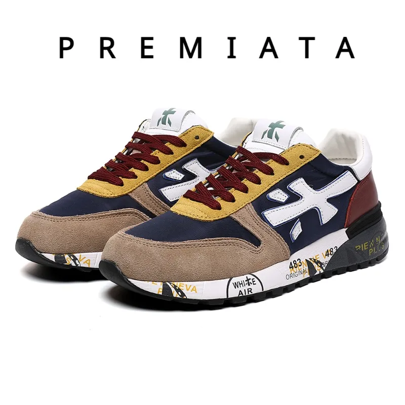 Premiata 2024 Nuove Scarpe Da Coppia Vintage Premiata Rice Wine Red Grey Sneakers Scarpe Da Corsa Per Donna Casual Fashion Designer Shoe