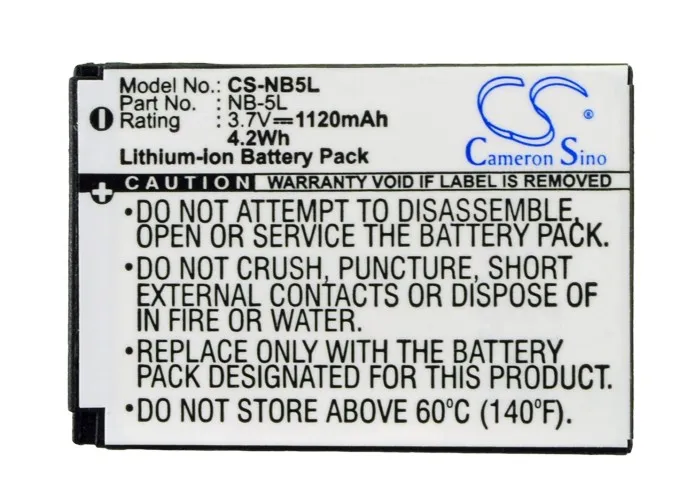 Batteria Per Canon Ixy 830 Is Powershot S100 Powershot S100V Digital Ixus 800 Is Digital Ixus 850 Is Digital Ixus 860 Is Nb-5L