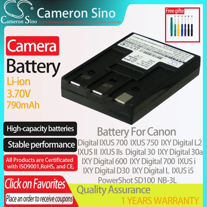 Batteria Cameronsino Per Canon Digital Ixus 700 Ixus 750 Ixus I5 Ixus Ii Digital 30 Ixy Digital L Adatto Per Canon Nb-3L Batteria Della Fotocamera