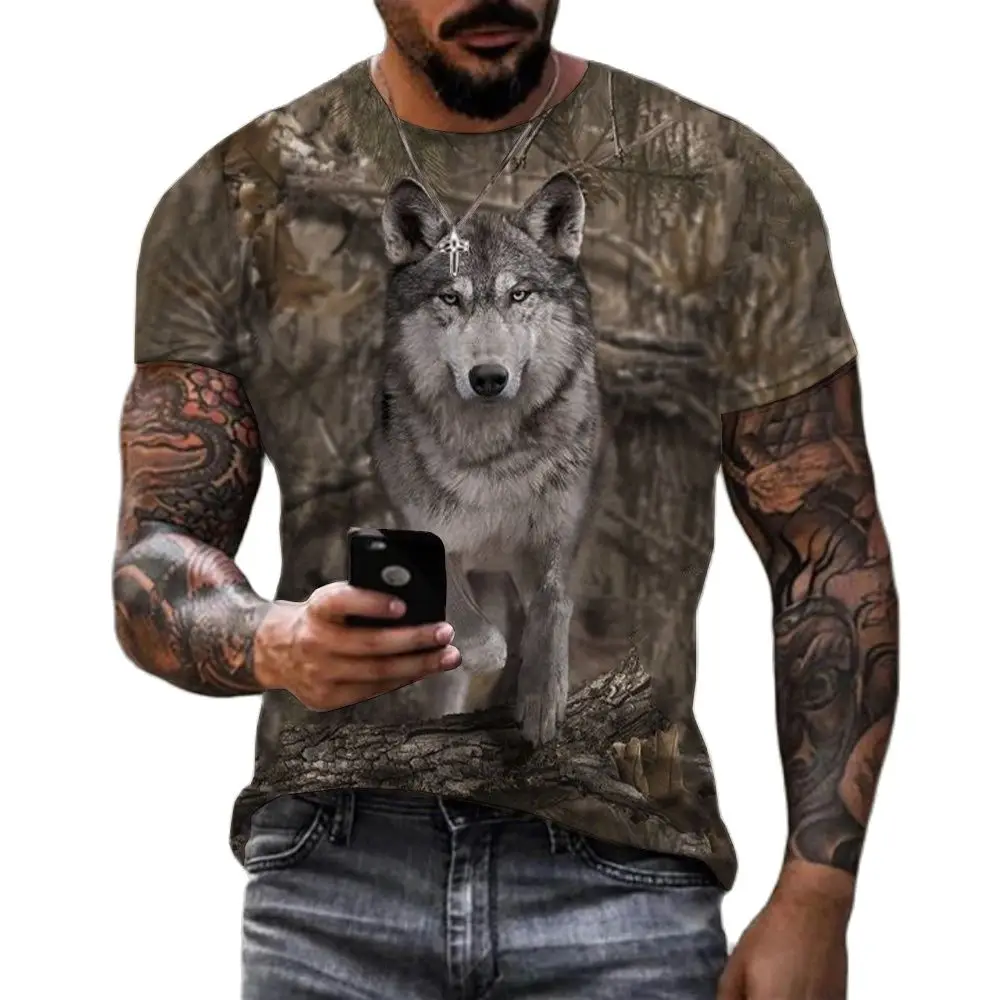 T-Shirt Da Uomo Camouflage Hunting Animal Sika Deer 3D Print T-Shirt Fashion Bear Pattern Manica Corta Sport All'Aria Aperta Top Larghi
