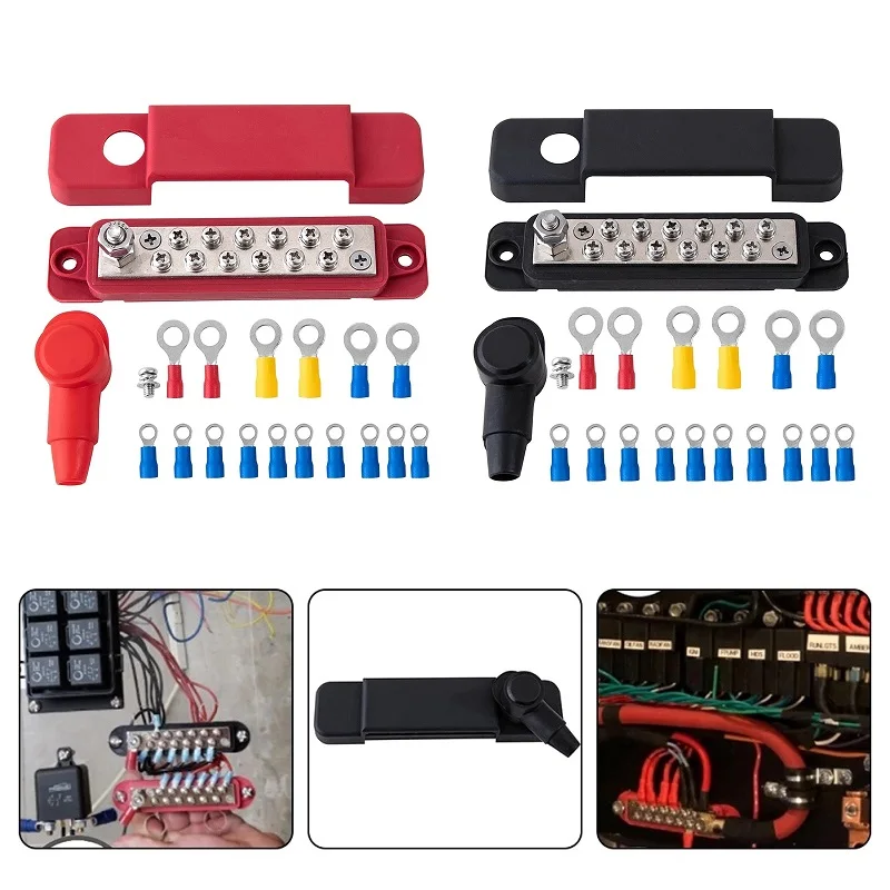 Nuova Morsettiera A 12 Punti Per Auto Barca 180A 12V Dc Bar Power Busbar Blocco Di Distribuzione Bus Accessori In Lega Di Zinco