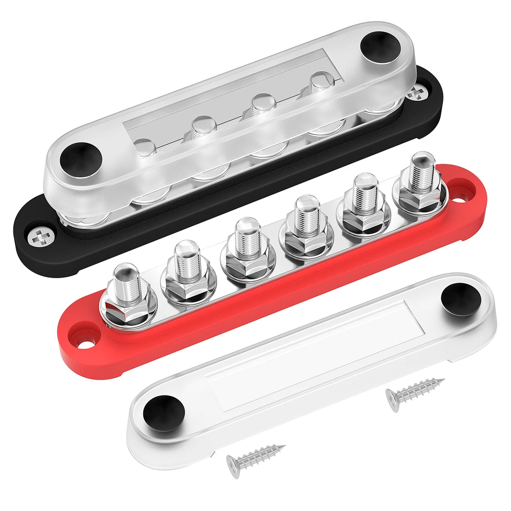 12 V Bus Bar 6X5/16 "(M8) Morsettiere 12 Volt Blocco Di Distribuzione Dell'Alimentazione Con Coperchio Batteria Bus Bar 12 V - 48V Per Automotive