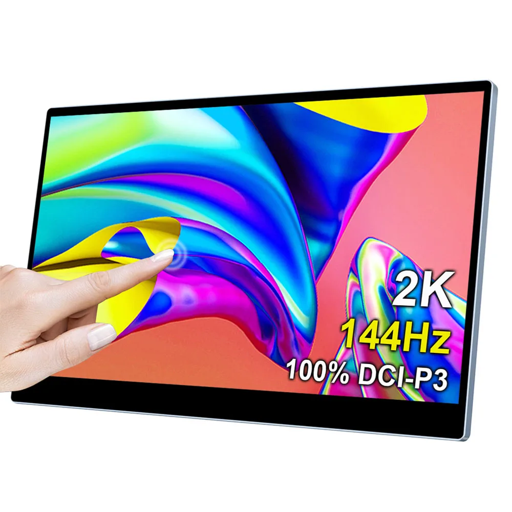 Monitor Portatile Per Laptop 15.6 144Hz Monitor Da Gioco Portatile Con Monitor Touchscreen Hdmi/Usb 2K Per Laptop/Telefono/Xbox/Ps4/5