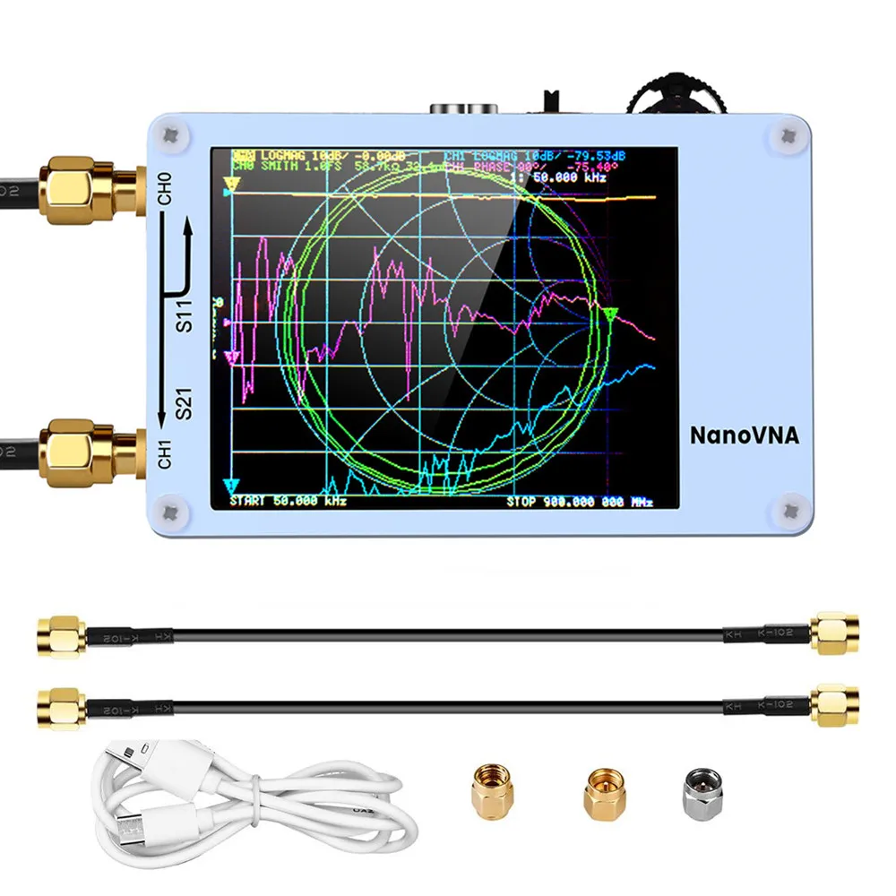 Nano Vna Vector Network Analyzer 50Khz-900Mhz Digital Touch Screen Onde Corte Mf Hf Vhf Uhf Antenna Analyzer Onda In Piedi