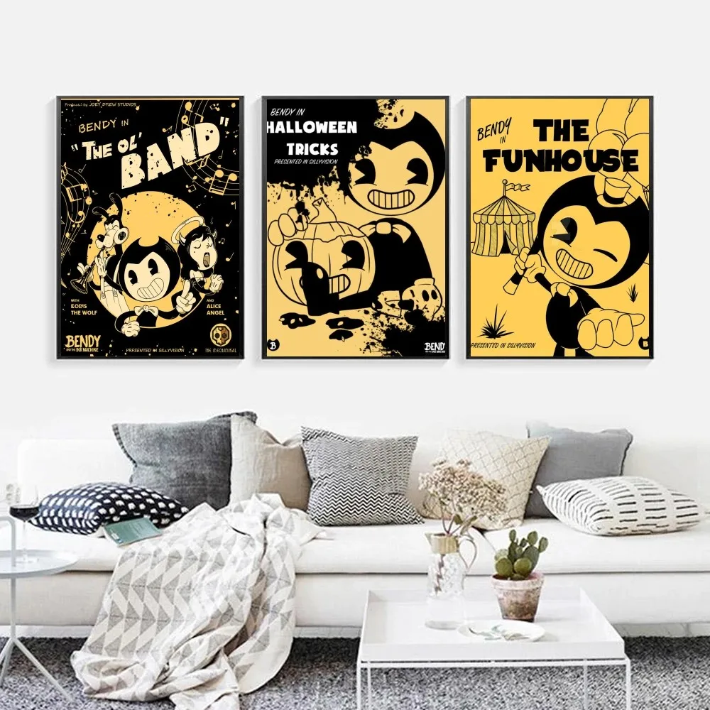 B-Bendy And The Ink Machines Game Poster Kraft Club Bar Paper Vintage Wall Art Camera Da Letto Studio Big Szie Wall Painting Stickers