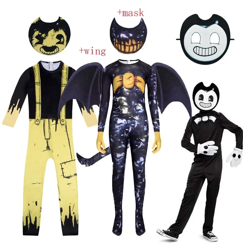 Bambini Costumi Di Halloween Anime Bendy The Ink Machines Cosplay Ragazzi Ragazze Body + Wing Cartoon Abbigliamento Carnival Party Clothes