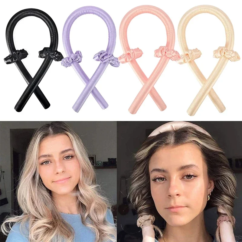 Slik Satin No Heat Curling Rod Lazy Bigodino Headband Make Hair Soft And Shiny Hair Bigodino Strumenti Per Parrucchieri No Heat Hair Curls