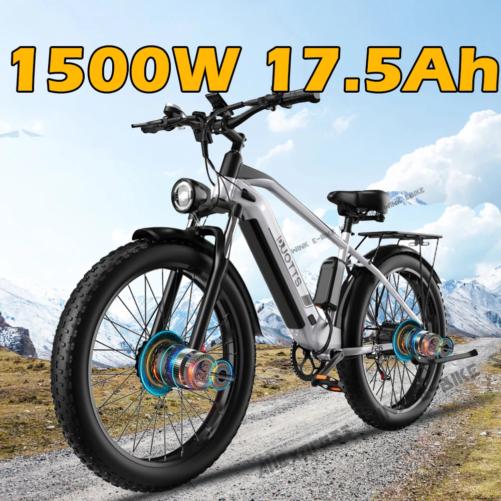 Eu Warehouse Snow Electric Bike Mountain Bicicletta Elettrica 50 Km/H Fat Tire Off Road City 1500W Dual Motor Adulti Ciclismo Ebike