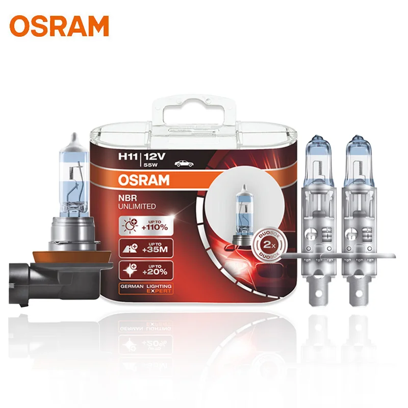 Osram H7 H4 H1 H3 Hb3 Hb4 Night Breaker Unlimited 12V 55W Hi/Lo Beam Bright White Car Headlight Genuine Haloge Lamp 3600K 2X