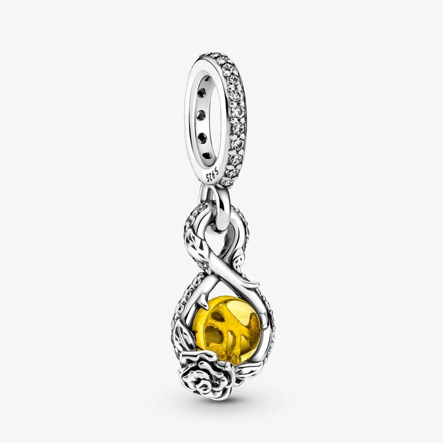 Fit Original Pandora Charms Bracciali Disney Belle Infinity & Rose Flower Ciondolo Charm Jewelry Berloque