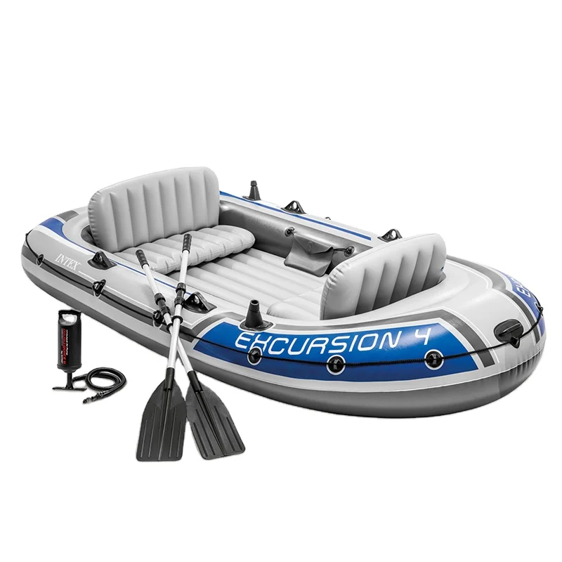 Intex 68324 Excursion 4 Boat Set Outdoor Sport Gommone Pesca In Acqua Sport Air Boat Portatile Pieghevole Kayak Gonfiabile