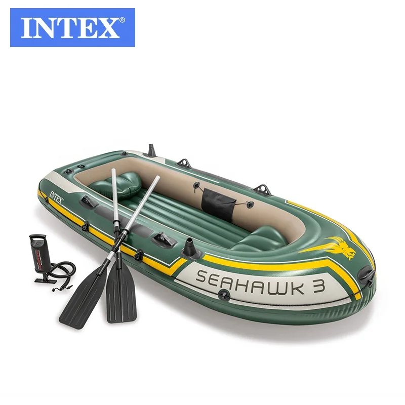 Intex 68380 Seahawk 3 Barca Set Gommone Gonfiabile Con Pagaia In Alluminio Kayak Da Pesca Gonfiabile