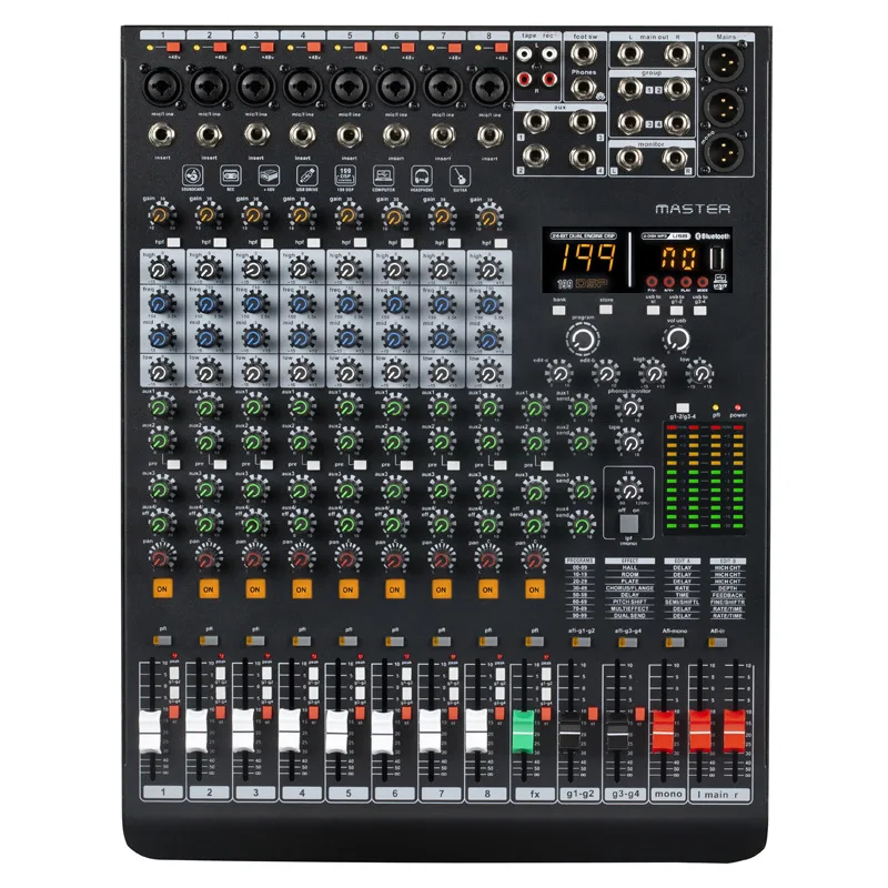Commercio All'Ingrosso Di Fabbrica Professionale 8/12/16 Canali Con Effector Bluetooth Sound Card Registrazione Stage Mixer Master
