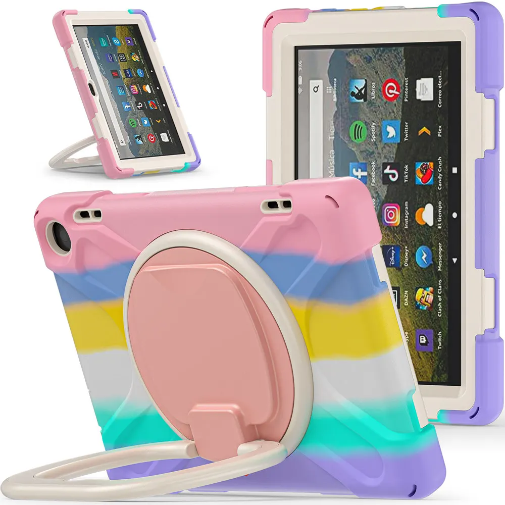 Per Kindle Fire Hd 8 2022 12Th Hd8 Plus Heavy Duty 360 Rotazione Stand Armor Case Per Fire Hd 8 Plus 2020 10Th Tablet Cover