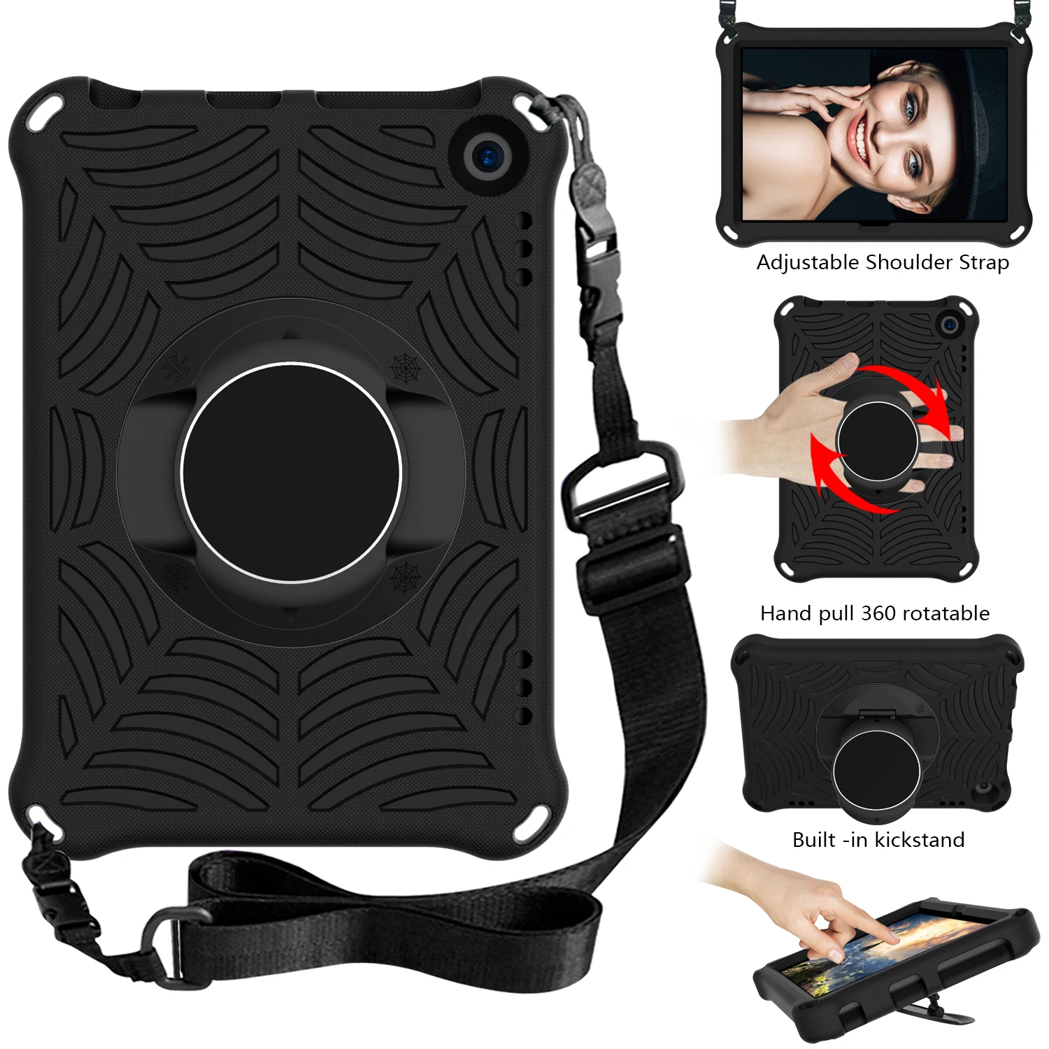 Custodia In Eva Per Amazon Fire Hd8 Cover Per Fire Hd8 Plus 2020 2022 8.0 Pollici 360 Copertura Rotante Tracolla Antiurto Per Bambini
