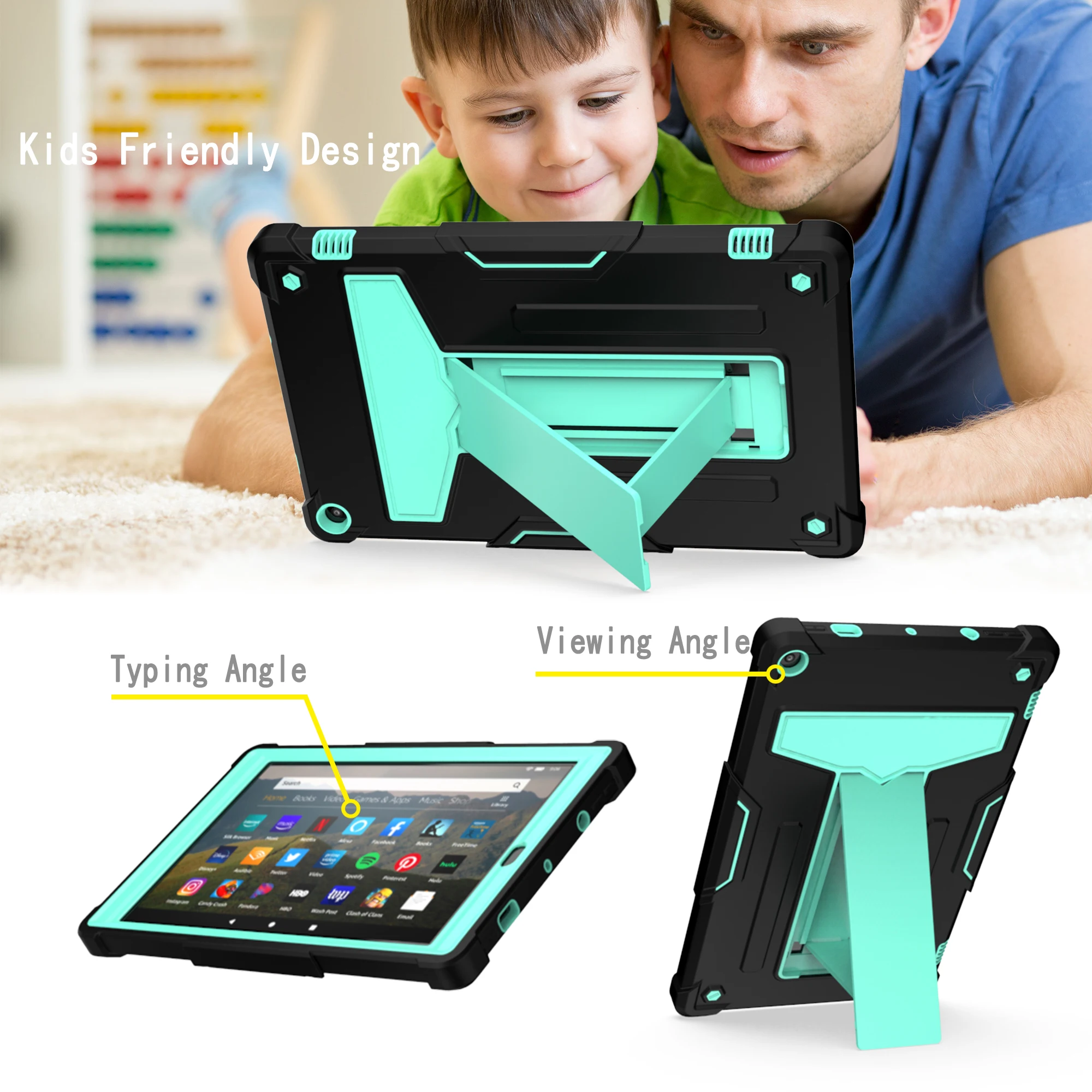 Custodia Per Tablet Per Amazon Kindle Fire Hd 10 2021 2019 2017 Hd7 2022 Custodia Protettiva Antiurto Per Bambini Sicura