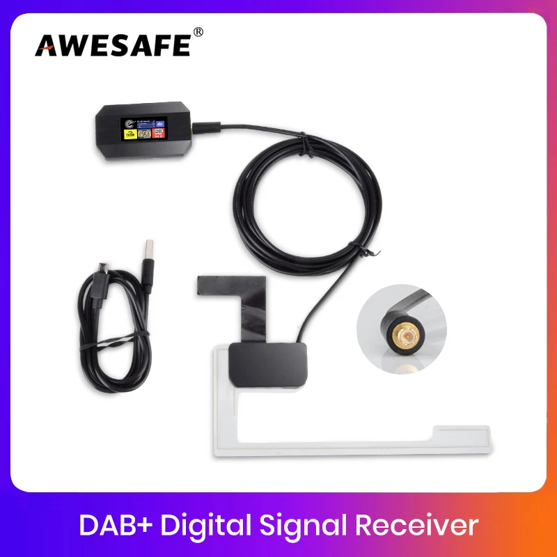 Awesafe Autoradio Dab + Adattatore Antenna Amplificato Per Autoradio Autoradio Android 8.1/9.0/10.0