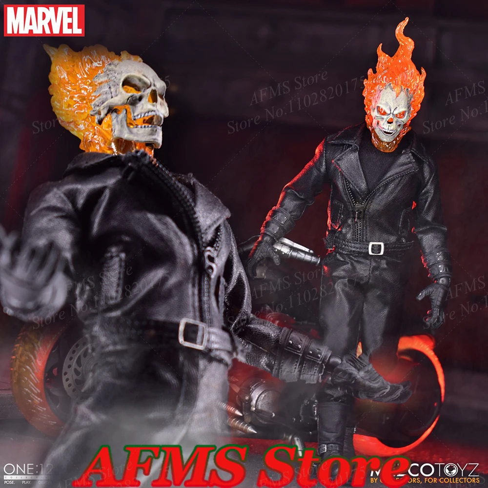 Mezco Scala 1/12 Figura Da Collezione Ghost Rider Marvel Spotlight Cavaliere Con Moto Set Completo 6 Pollici Action Figure Toys