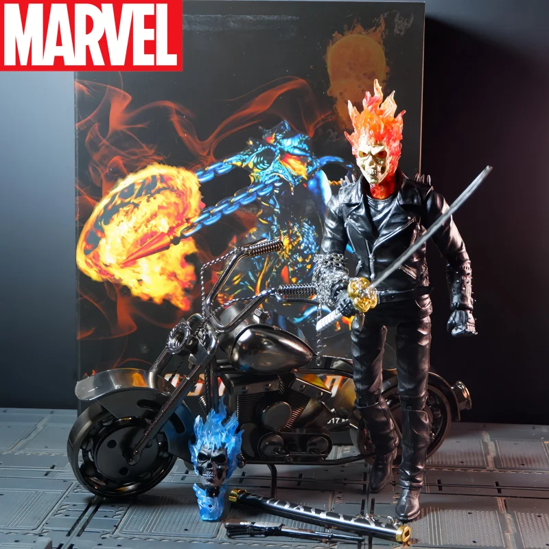 Marvel Soldier Skull Ghost Rider Action Figure Toy Johnny Blaze Modello Testa Intercambiabile Figurine Da Collezione In Pvc Statua Regalo