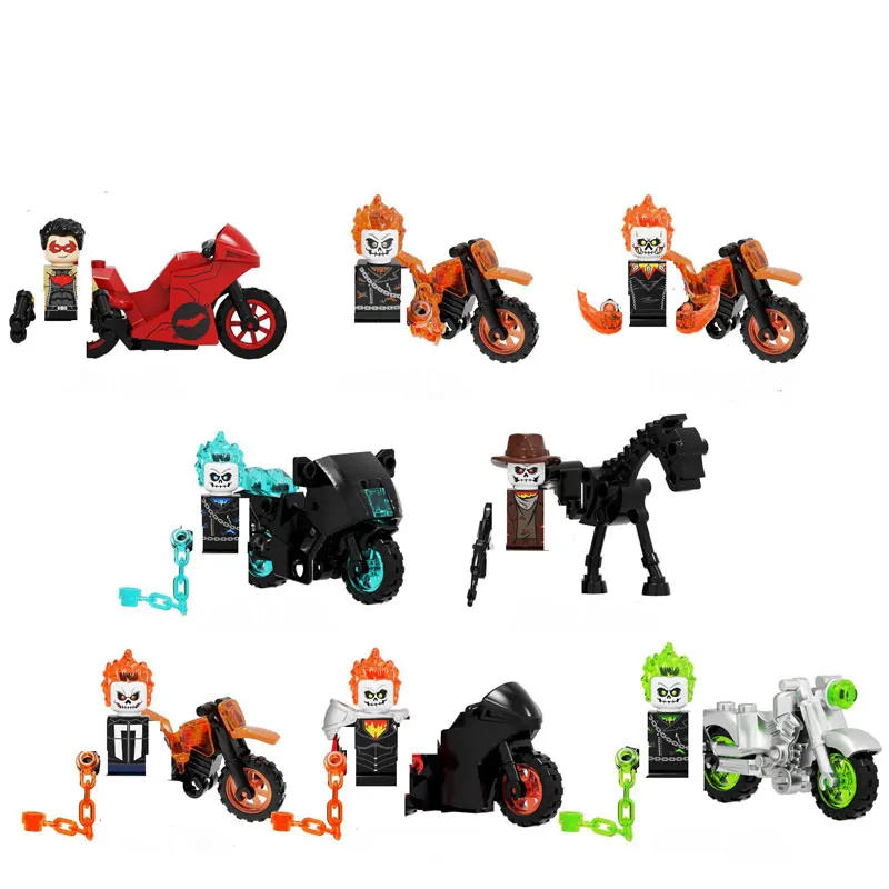 Kf6120 Ghost Rider Building Blocks Con Moto Plastica Mini Action Toy Figure Giocattoli Per Bambini Regali Di Compleanno
