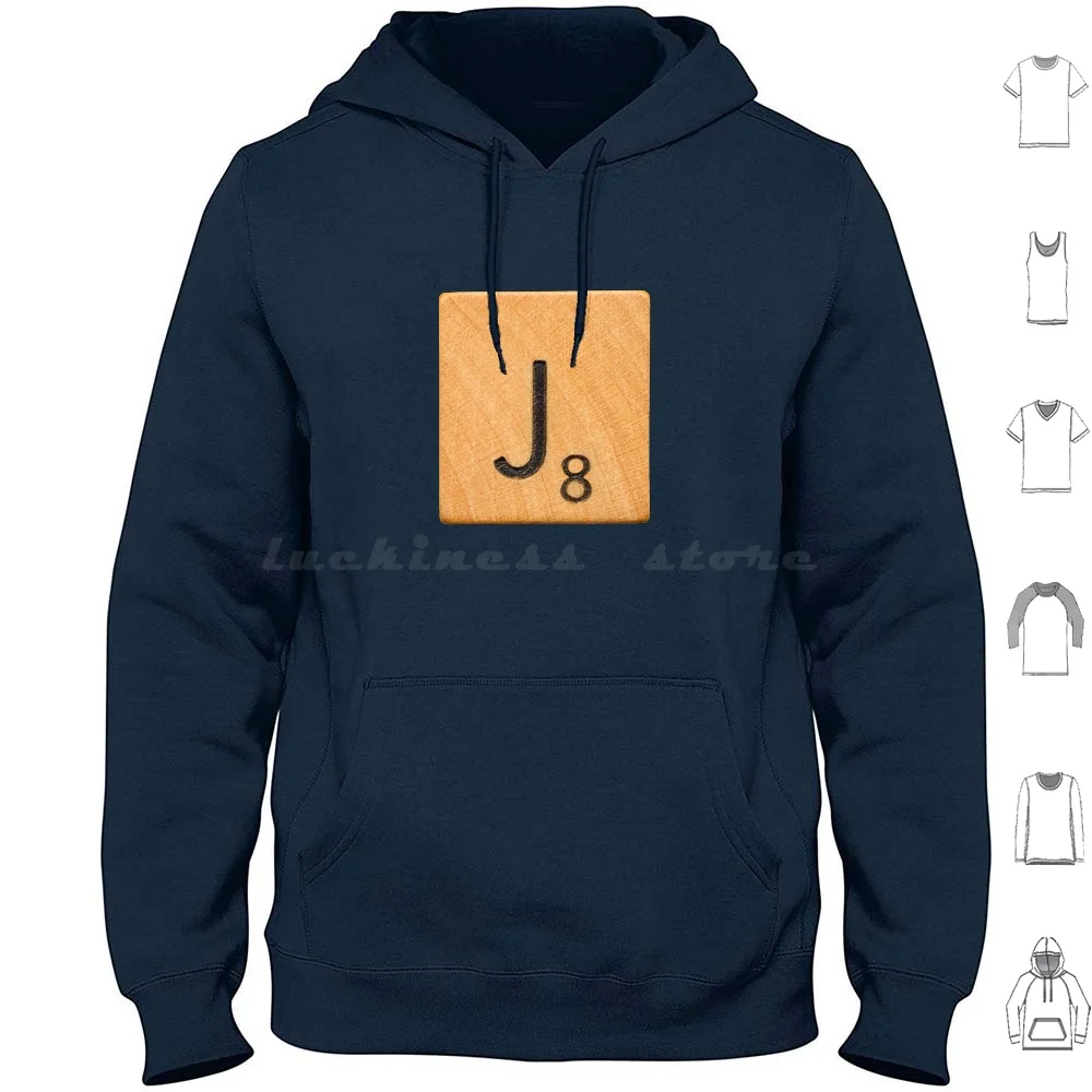 Scrabble Letter Tile 'J' Felpe Con Cappuccio Manica Lunga Scrabble Scrabble Lettere Parole Con Amici Giochi Di Parole Puzzle Conto Alla Rovescia