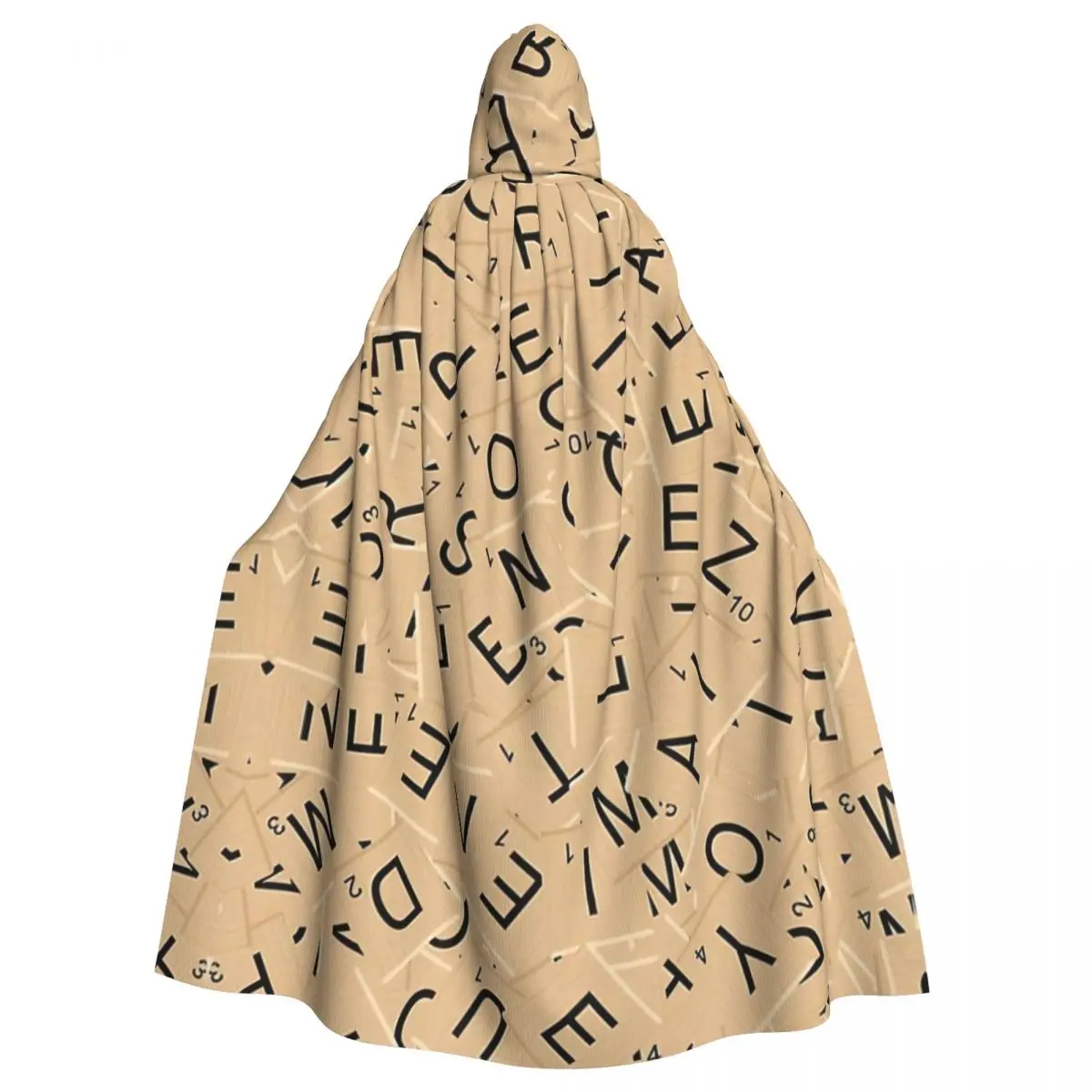 Scrabble Tiles Jigsaw Mantello Con Cappuccio Halloween Party Cosplay Donna Uomo Adulto Lungo Stregoneria Robe Hood