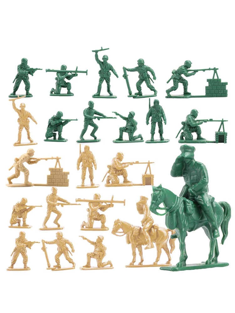 Viikondo Army Men Toy Green Vs Tan Soldier 44Pcs Green Vs Tan Warzone Warrior Troops Battlefield Military Wargame Gift For Kids