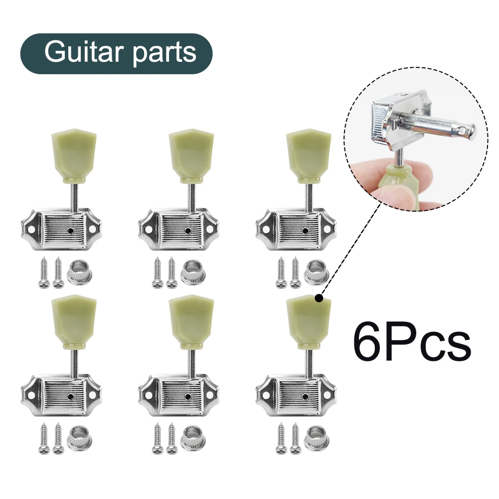 Guitar Deluxe Tuning Pioli Tuner Retro Sintetico Jade Stone Handle Machine Heads Per Gibson Les Paul 3L 3R Con Viti A Ghiera