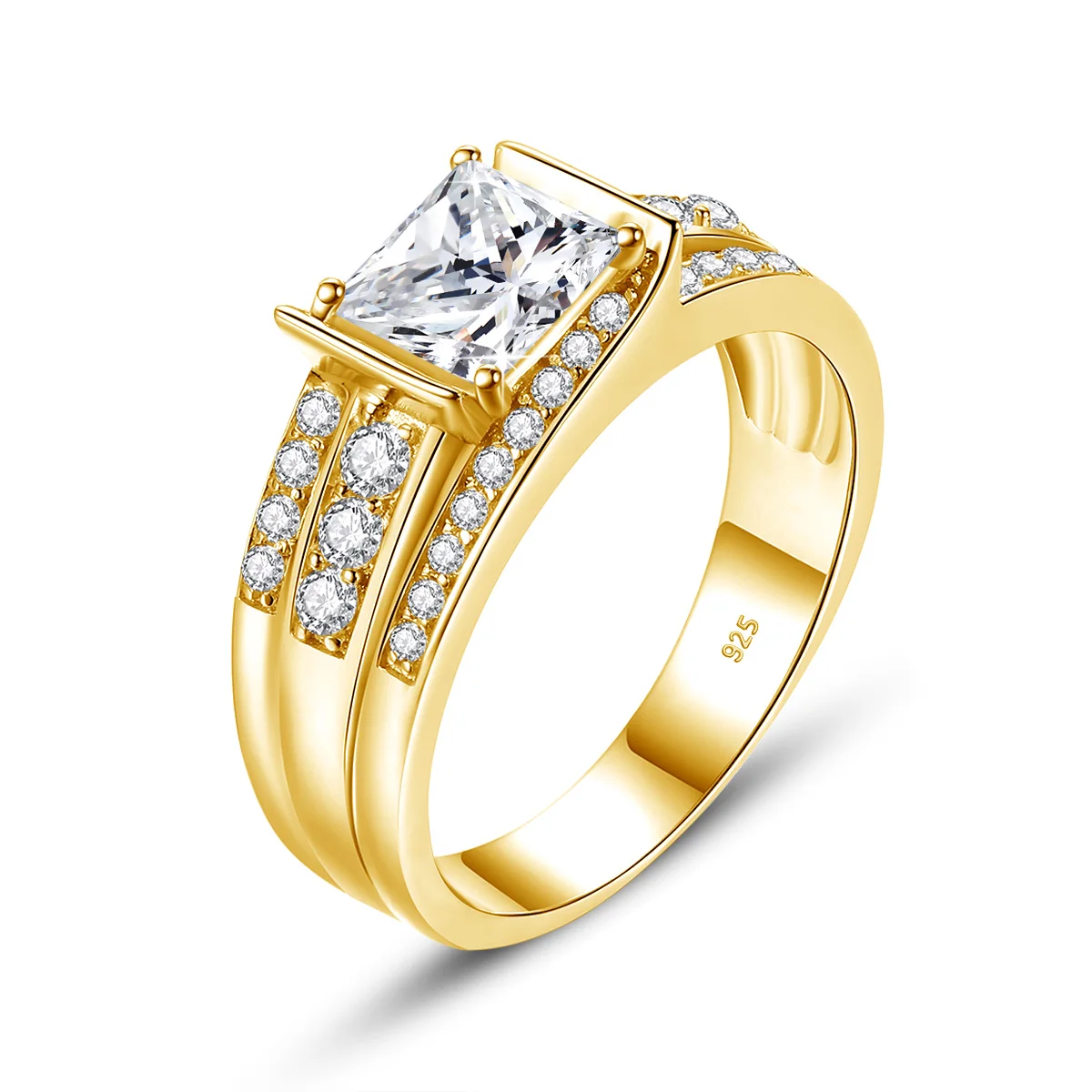 Set Di 3 Fedi Nuziali Certificate Per Le Donne Princess Cut Moissanite 6*6Mm Pure 925 Sterling Silver Engagement Jewlery Gift Female