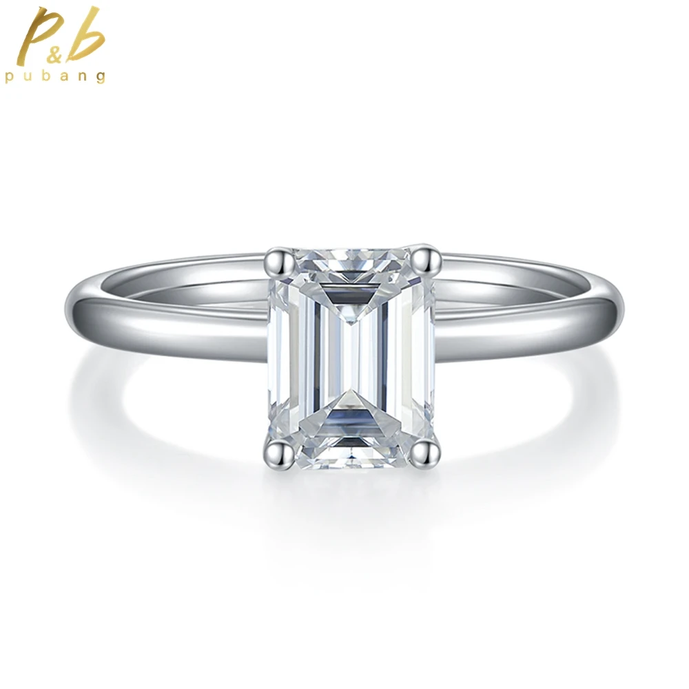 Pubang Fine Jewelry Solid 925 Sterling Silver 2Ct 6*8Mm Gra Moissanite Baguette Diamond Ring Per Le Donne Regali Per Feste Spedizione Gratuita