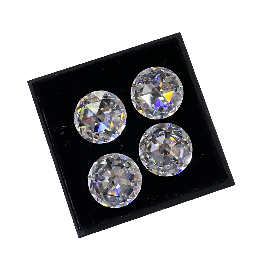 Meisidian Nuovi Prodotti 6 Carati 12Mm Double Side Rose Cut D Vvs Moissanite Diamond Stone