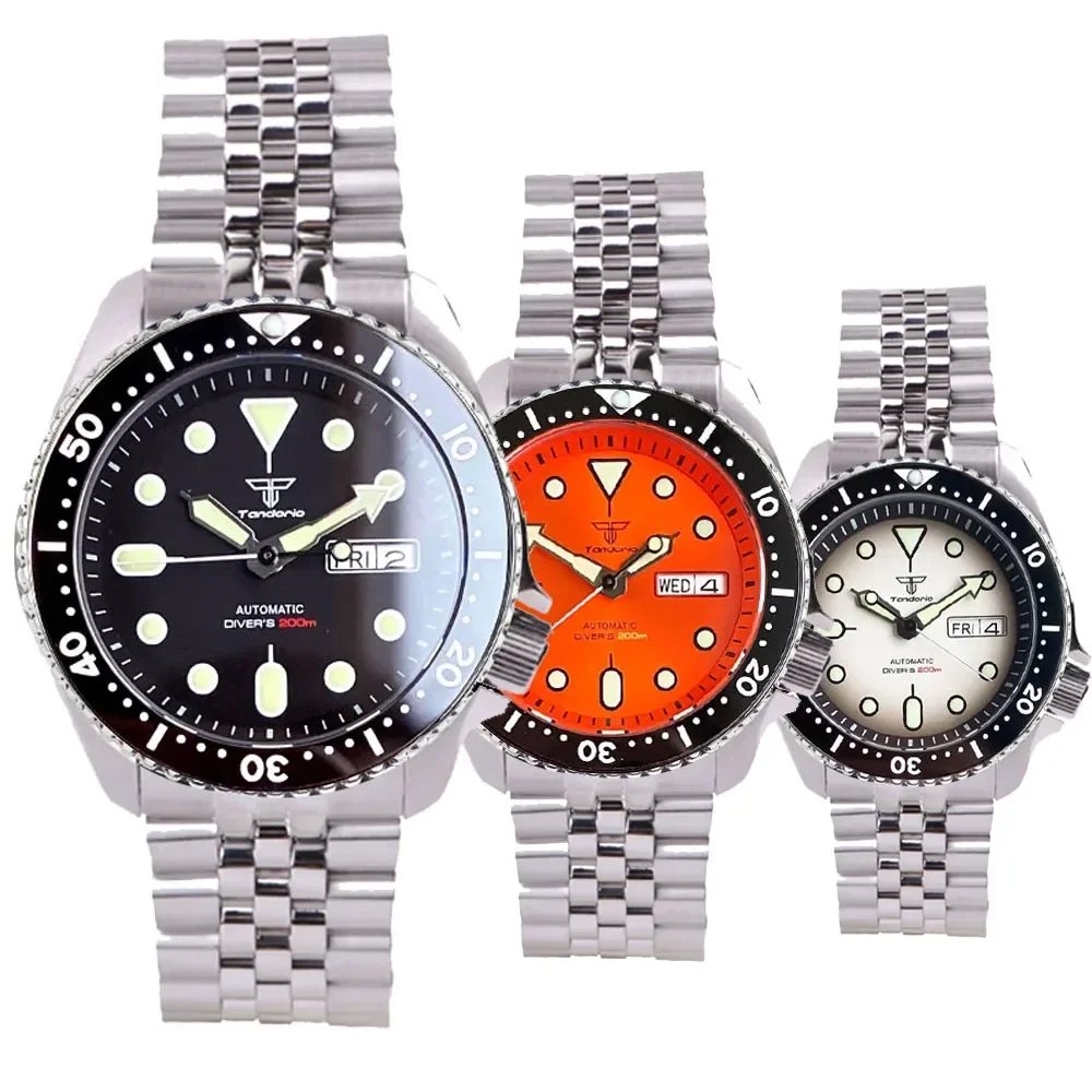 41Mm Tandorio Nh36A 20Atm Auto Skx Men Black Diver Watch Vetro Zaffiro 120 Clic Lunetta In Ceramica Data Lunetta Rotante Luminosa