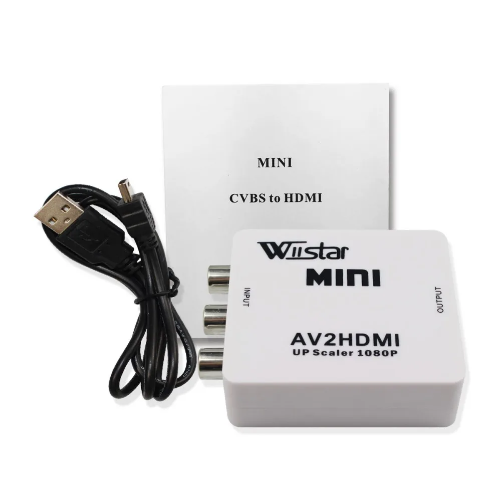 Convertitore Da Mini Av A Hdmi Risoluzione Adattatore Audio Video Da Rca A Hdmi Fino A 1080P Con Cavo Di Ricarica Usb