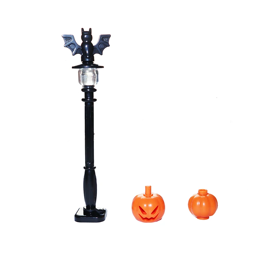 Moc Building Blocks Halloween Pumpkin Head Lantern Bat Animal Model Brick Cover Haunted Decoration Parts 20693 51270 30103