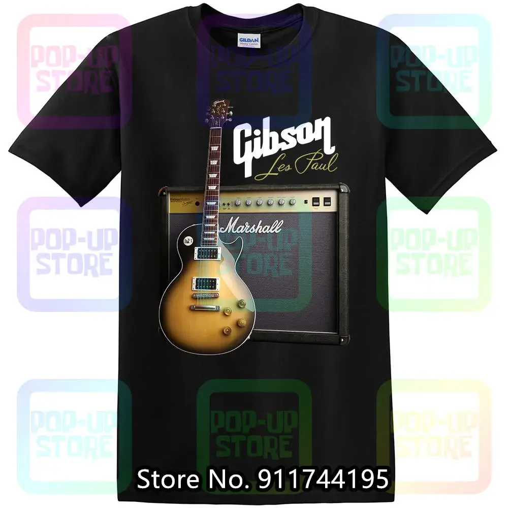 Gibson Les Paul T-Shirt Per Chitarra In Cotone 100% Confort S-5Xl Taglia