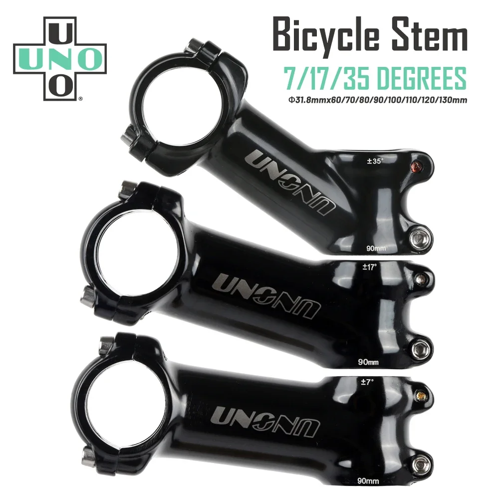 Uno Ultralight Light Black Stems Bike  7 17 35 Degree Mtb Road Stem Fork 28.6 31.8Mm 60/70/80/90/100/110/120/130Mm Bicycle Riser