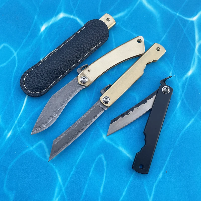 Mini Coltellino Tascabile Higonokami Damasco Balde Everyday Carry Camping Coltello Da Frutta Portatile Autodifesa Strumento Edc Coltelli Karambits