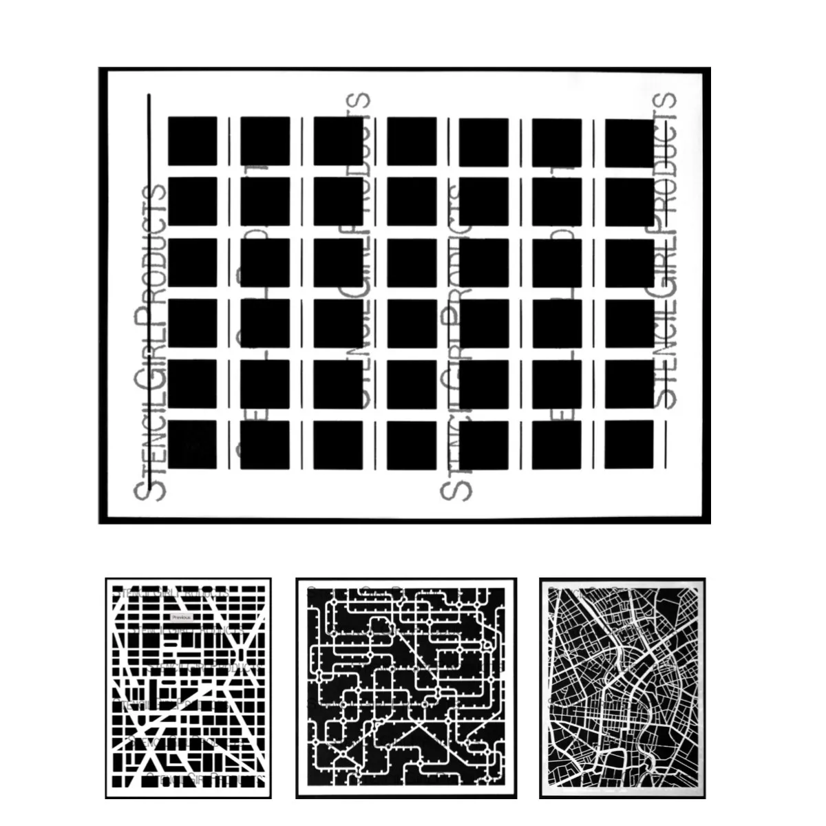 New City Map Mask Swatch Grid Pattern Stencil Riutilizzabile Fatto A Mano Pittura Fai Da Te Scrapbook Colorazione Album Fotografico In Rilievo Decor M