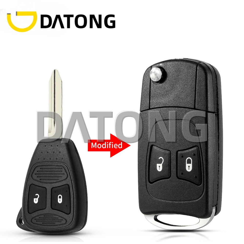 Datong Modificato Flip Key Per Chrysler Aspen Dodge Jeep Commander Grand Cherokee Fob 2 Pulsanti Pieghevole Car Key Shell Remote Case