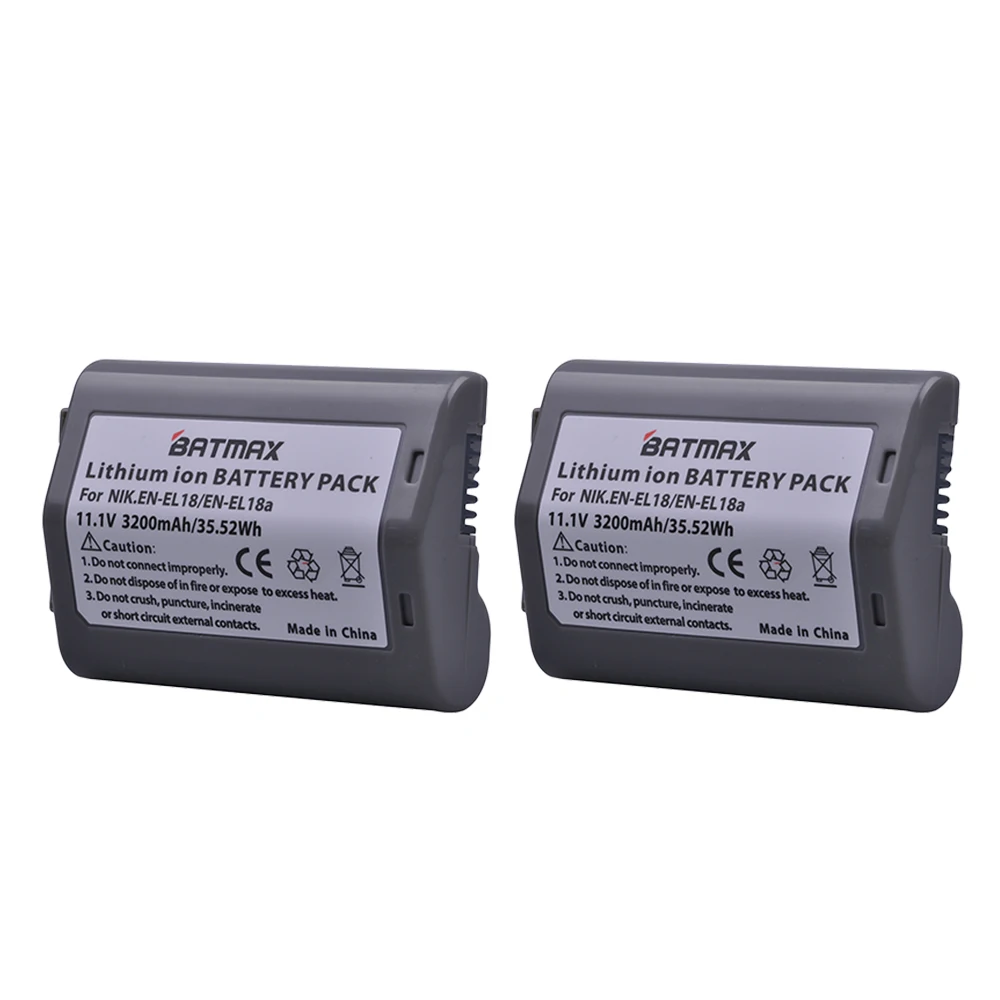 Batmax 2 Pcs En-El18 En El18 Enel18 Batterie Per Foto/Videocamera Per Nikon D4, D4S, D5 Fotocamere Nikon Mb-D12, D800, D800E Battery Grip